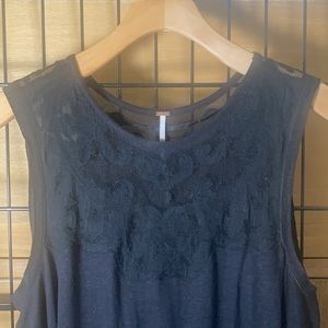 NWOT Free People Lace Neck Draped Tunic